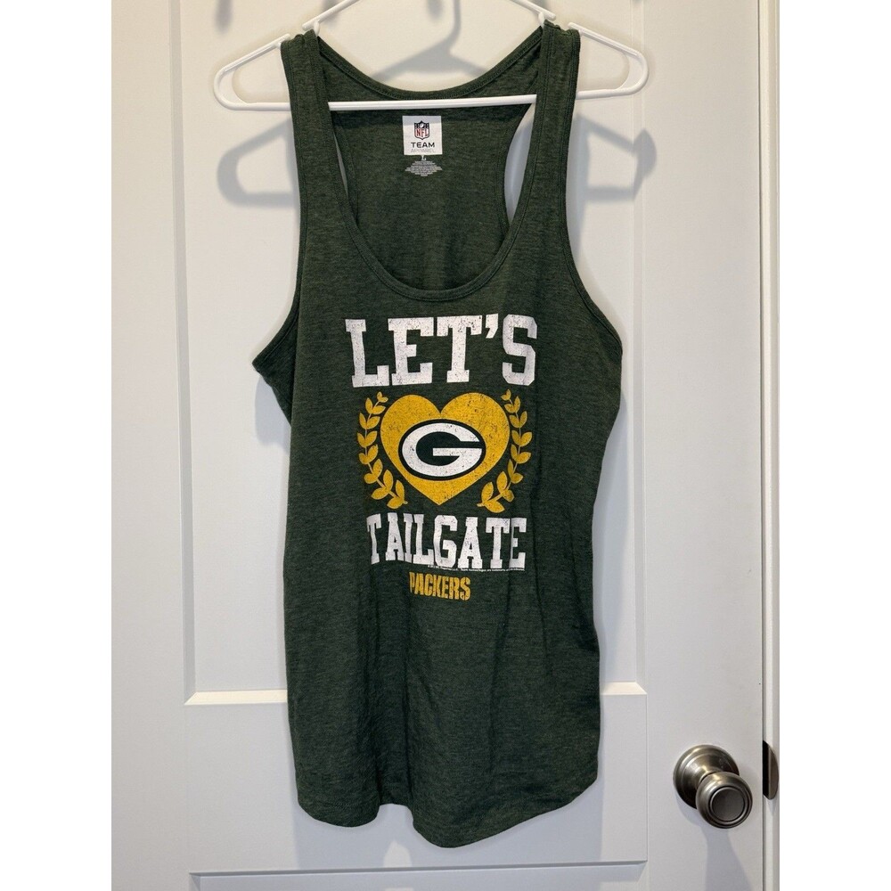 NFL Team Apparel Top Woman’s Large Green Yellow Tank Green Bay Packers Tailgate